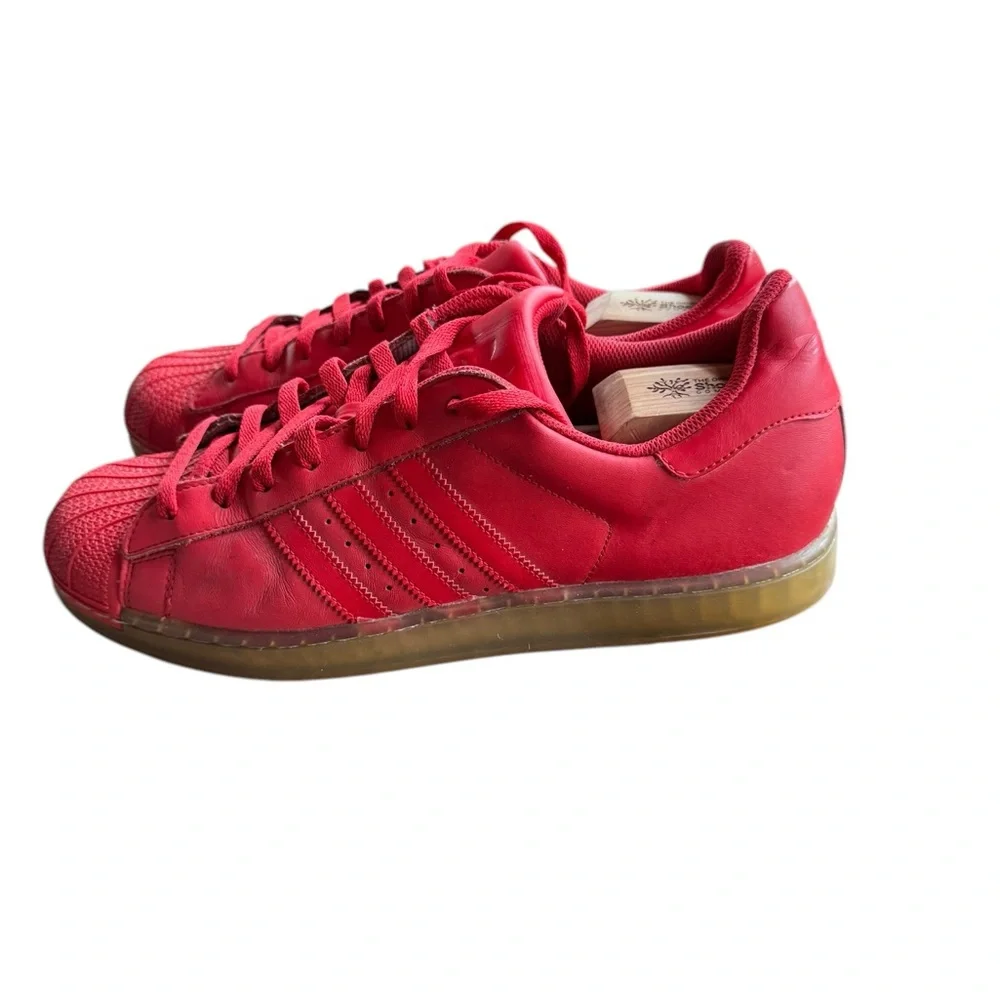 Adidas‎ Superstars CLR Vivid Red Leather Sneakers